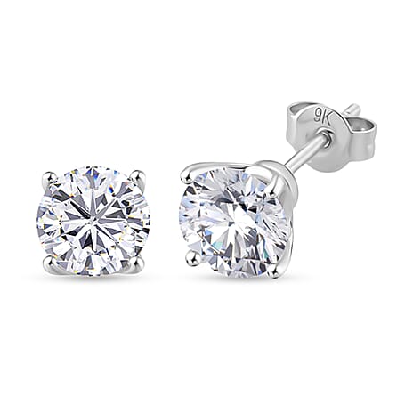 BLACK FRIDAY DOORBUSTER DEAL - 9K White Gold NGIC Certified Lab Grown Diamond (VVS2-E) Stud Push Post Earring 2.00 Ct.