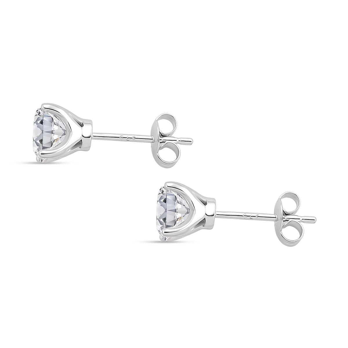 BLACK FRIDAY DOORBUSTER DEAL - 9K White Gold NGIC Certified Lab Grown Diamond (VVS2-E) Stud Push Post Earring 2.00 Ct.