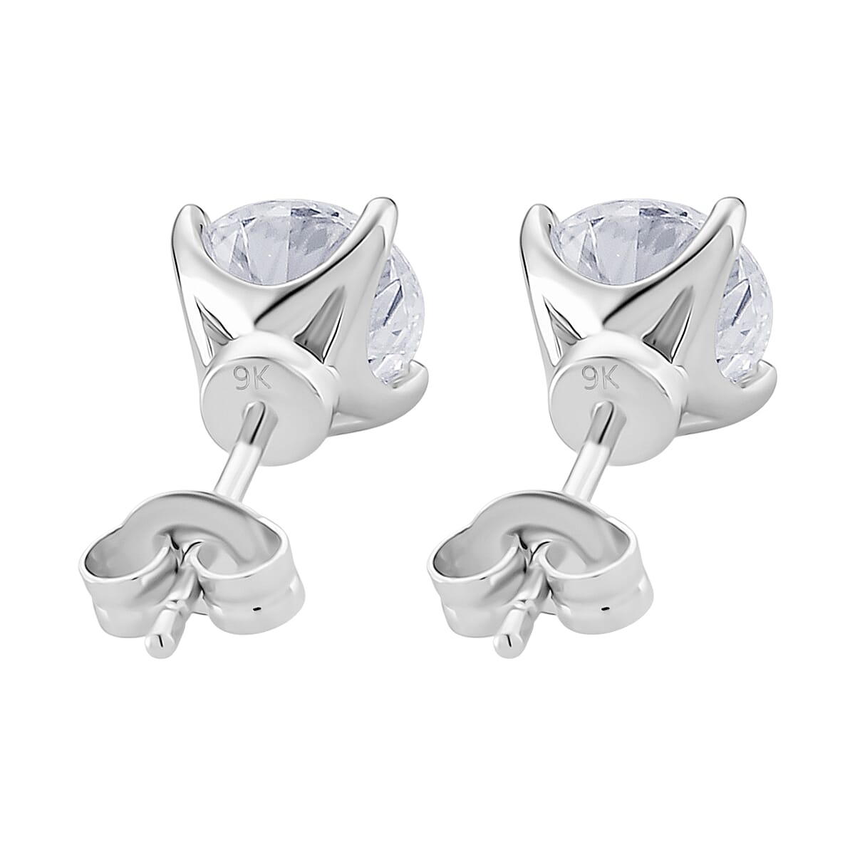 BLACK FRIDAY DOORBUSTER DEAL - 9K White Gold NGIC Certified Lab Grown Diamond (VVS2-E) Stud Push Post Earring 2.00 Ct.