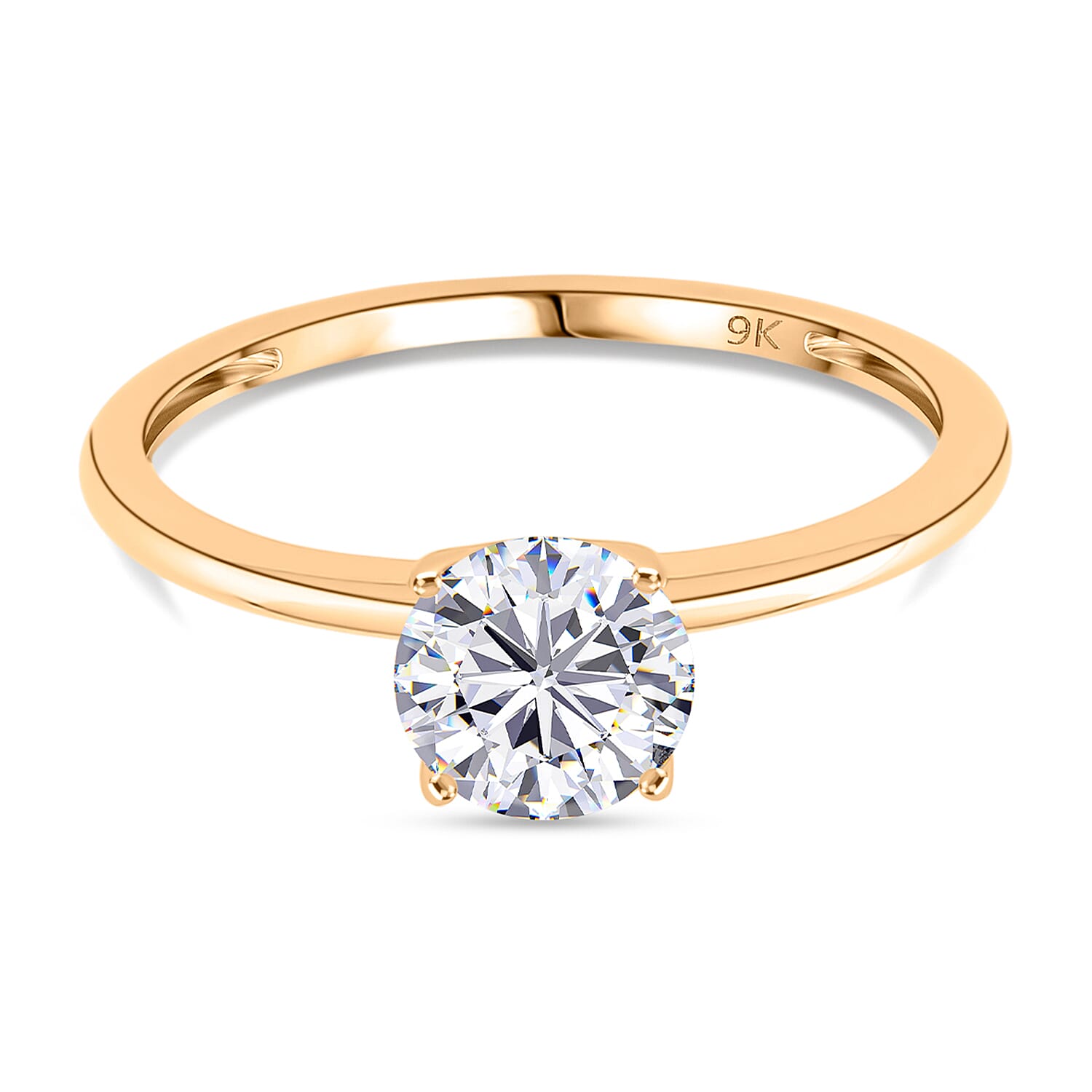 9K Yellow Gold NGIC Certified (VVSI-E) Lab Grown Diamond Heart and Arrow Cut Solitaire Ring 1.00 Ct.