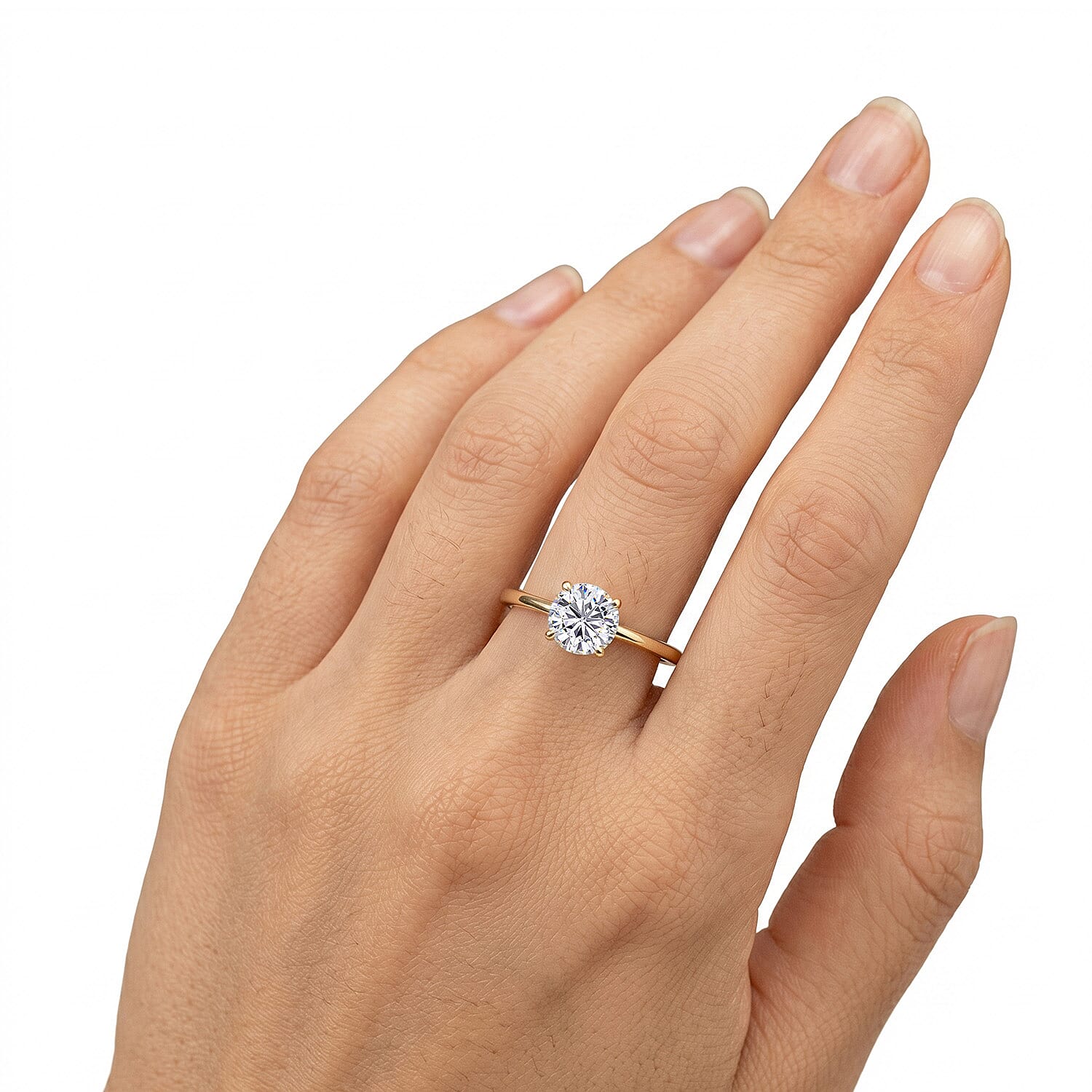 9K Yellow Gold NGIC Certified (VVSI-E) Lab Grown Diamond Heart and Arrow Cut Solitaire Ring 1.00 Ct.