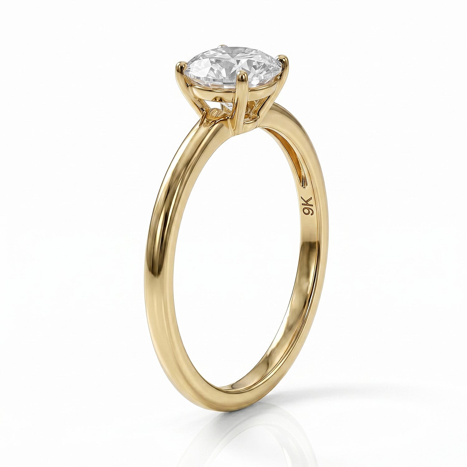 9K Yellow Gold NGIC Certified (VVSI-E) Lab Grown Diamond Heart and Arrow Cut Solitaire Ring 1.00 Ct.