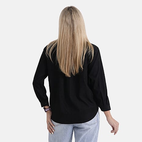 - Maisi Corduroy Solid Color Relaxed Fit Shirt (Size M) - Black