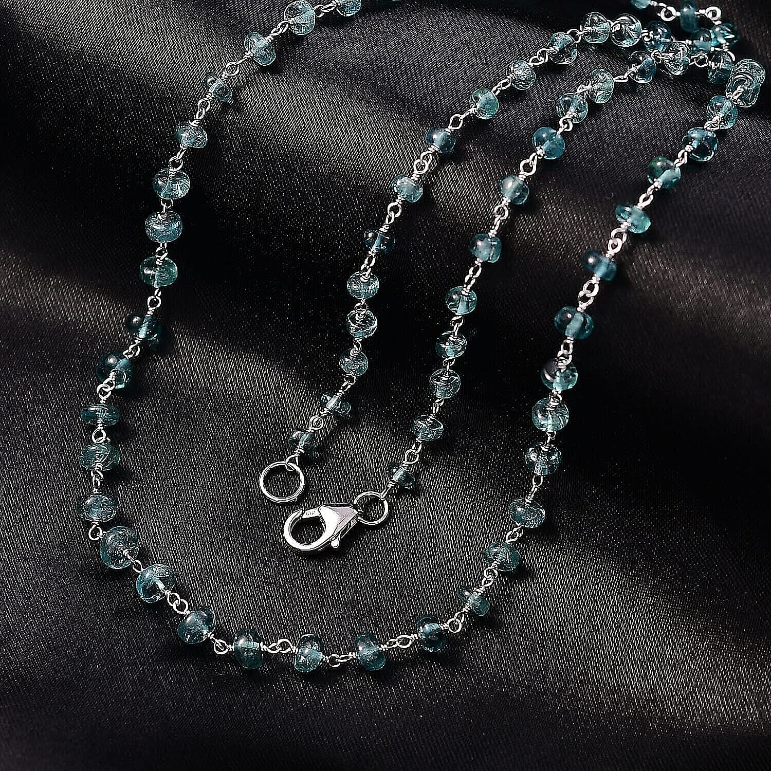 Luxoro 10K White Gold AAA Lagoon Tourmaline Necklace (Size - 20), Gold Wt.2.7 Gms  32.000  Ct.