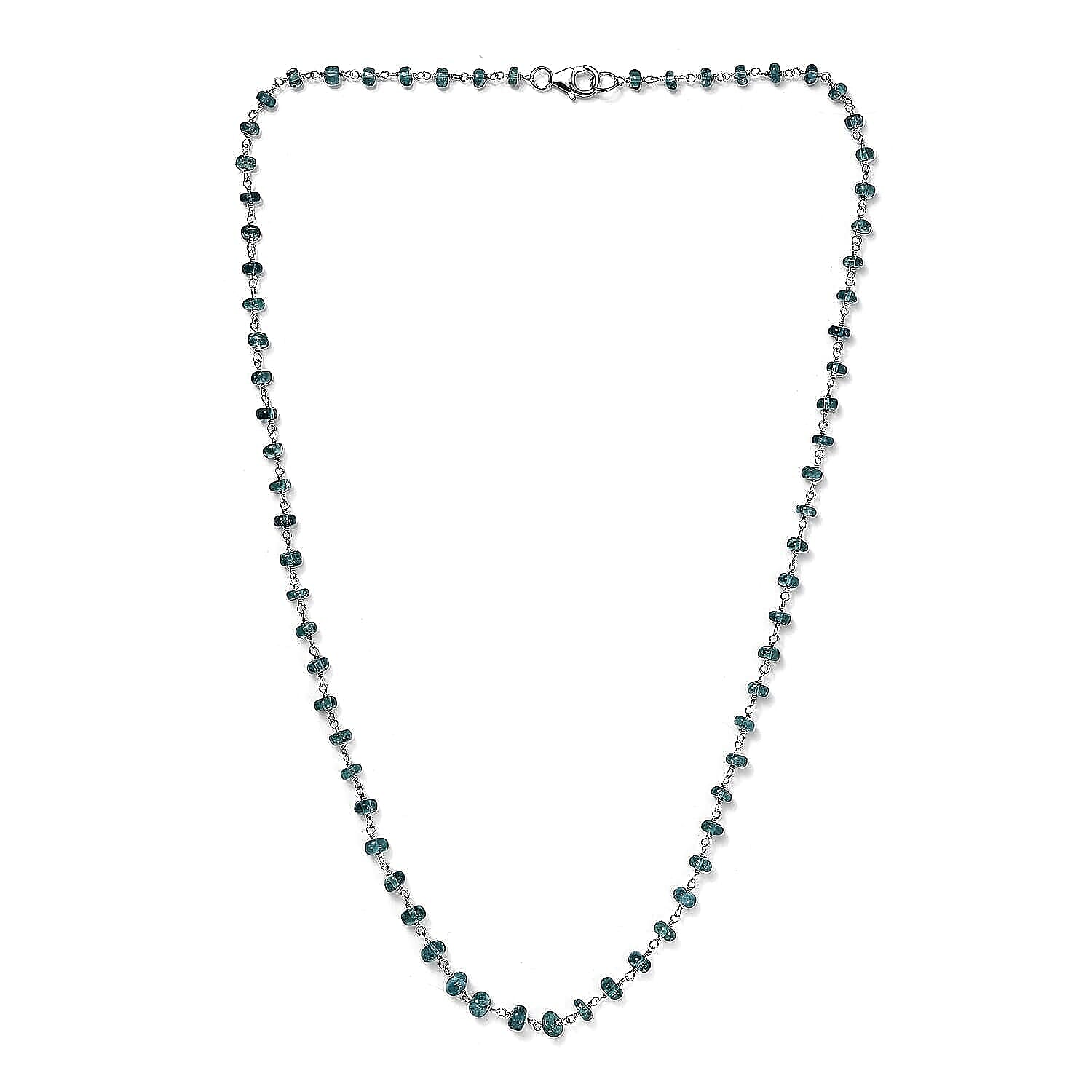 Luxoro 10K White Gold AAA Lagoon Tourmaline Necklace (Size - 20), Gold Wt.2.7 Gms  32.000  Ct.