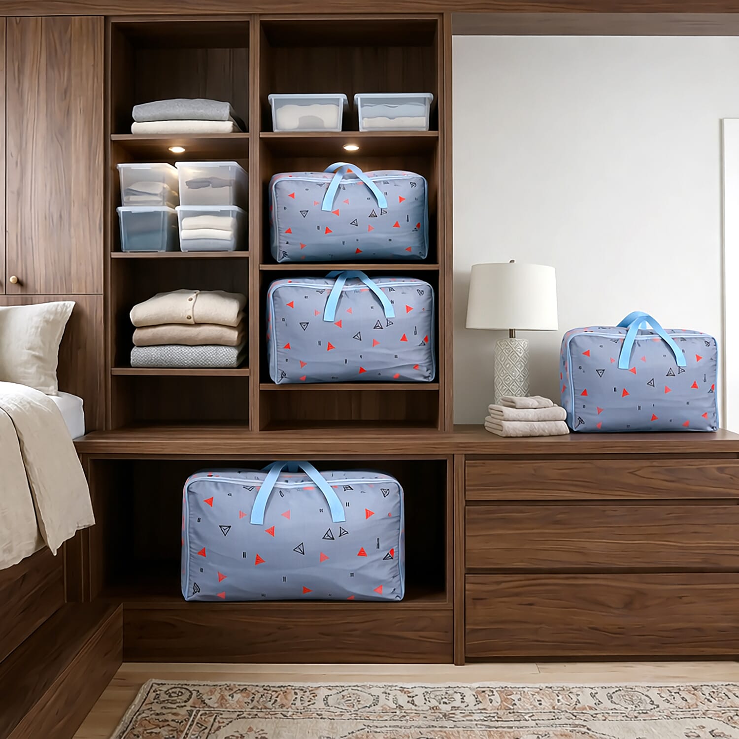 Bliss - Beyond 4-Piece Tropical Leaf Print Storage Box Set - Blue