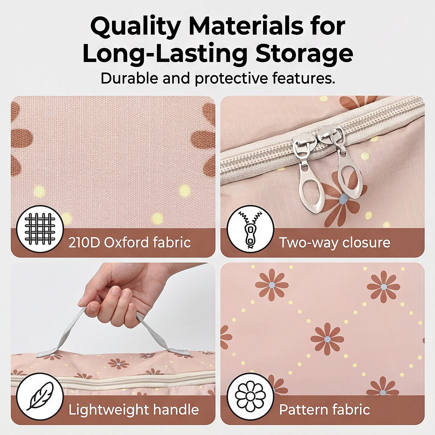 BLISS - BEYOND 4-Piece Floral Print Storage Bag Set - Beige