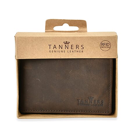 Tanners Genuine Hunter Leather Gentlemans Wallet - Dark Brown