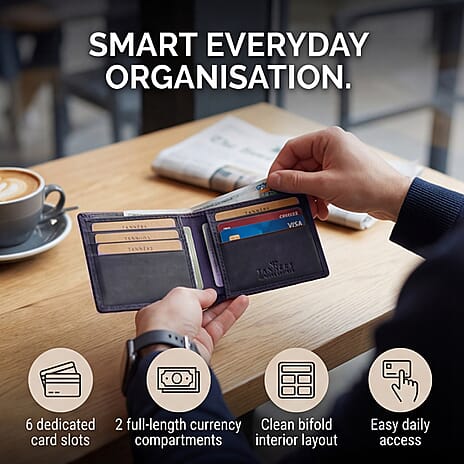 Tanners Genuine Hunter leather Gentlemans Wallet - Navy