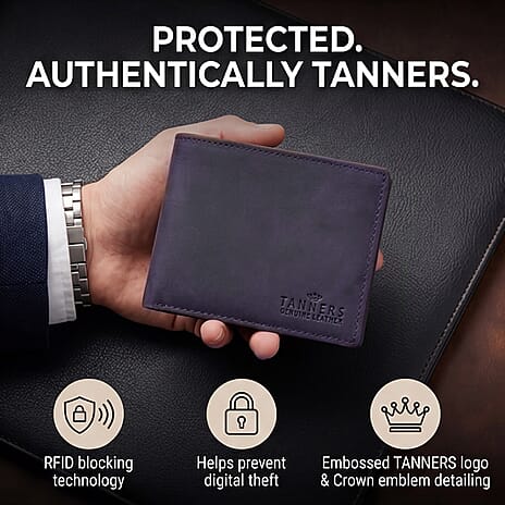 Tanners Genuine Hunter leather Gentlemans Wallet - Navy