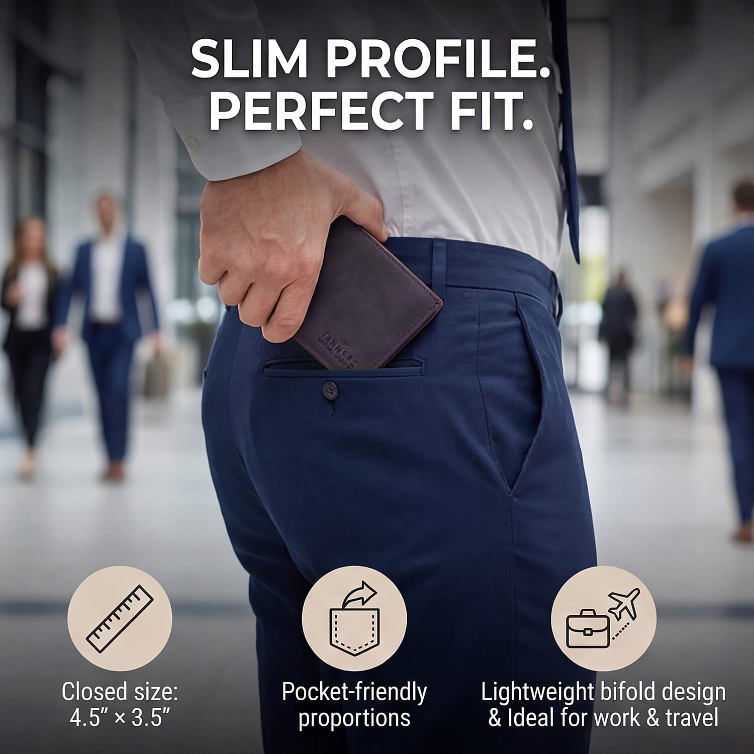 Tanners Genuine Hunter leather Gentlemans Wallet - Navy