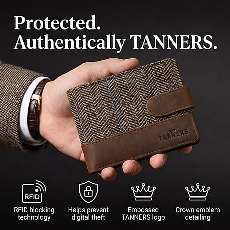 Tanners Genuine Hunter Leather - Wool Gentlemans Wallet - Brown