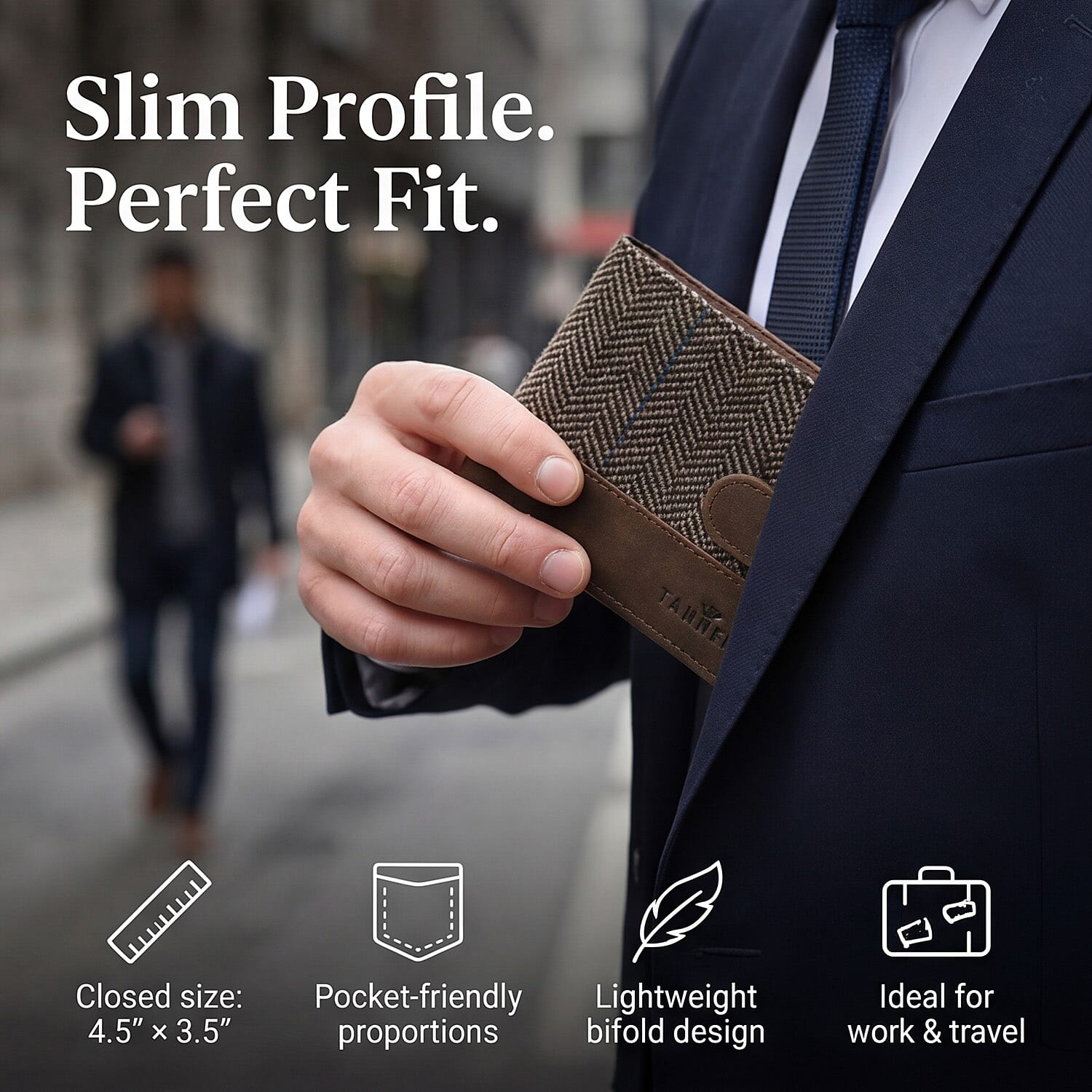 Tanners Genuine Hunter Leather - Wool Gentlemans Wallet - Brown