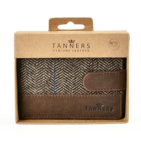 Tanners Genuine Hunter Leather - Wool Gentlemans Wallet - Brown