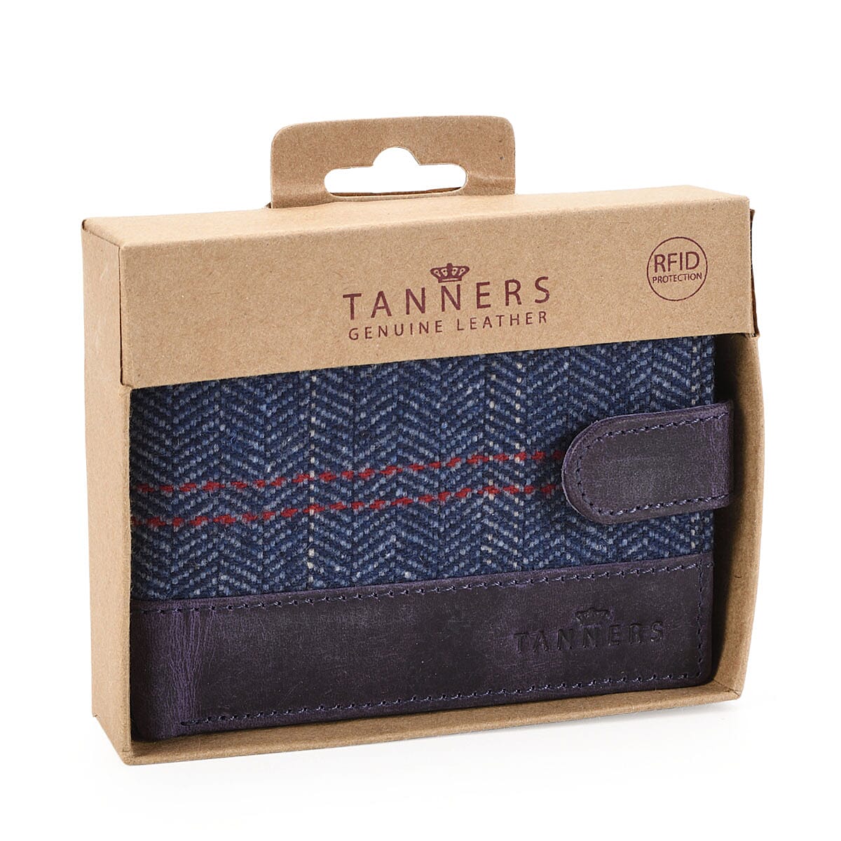 Tanners Genuine Hunter leather - Wool Gentlemans Wallet - Navy Blue