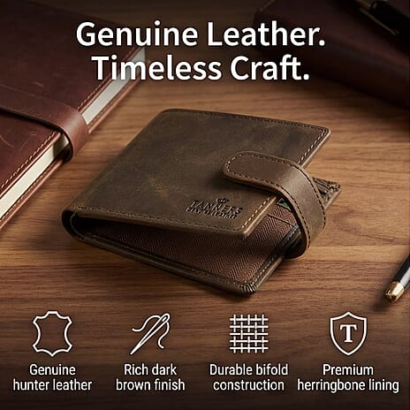 Tanners Genuine Hunter Leather Gentlemans Wallet - Chocolate
