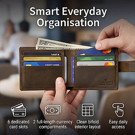 Tanners Genuine Hunter Leather Gentlemans Wallet - Chocolate