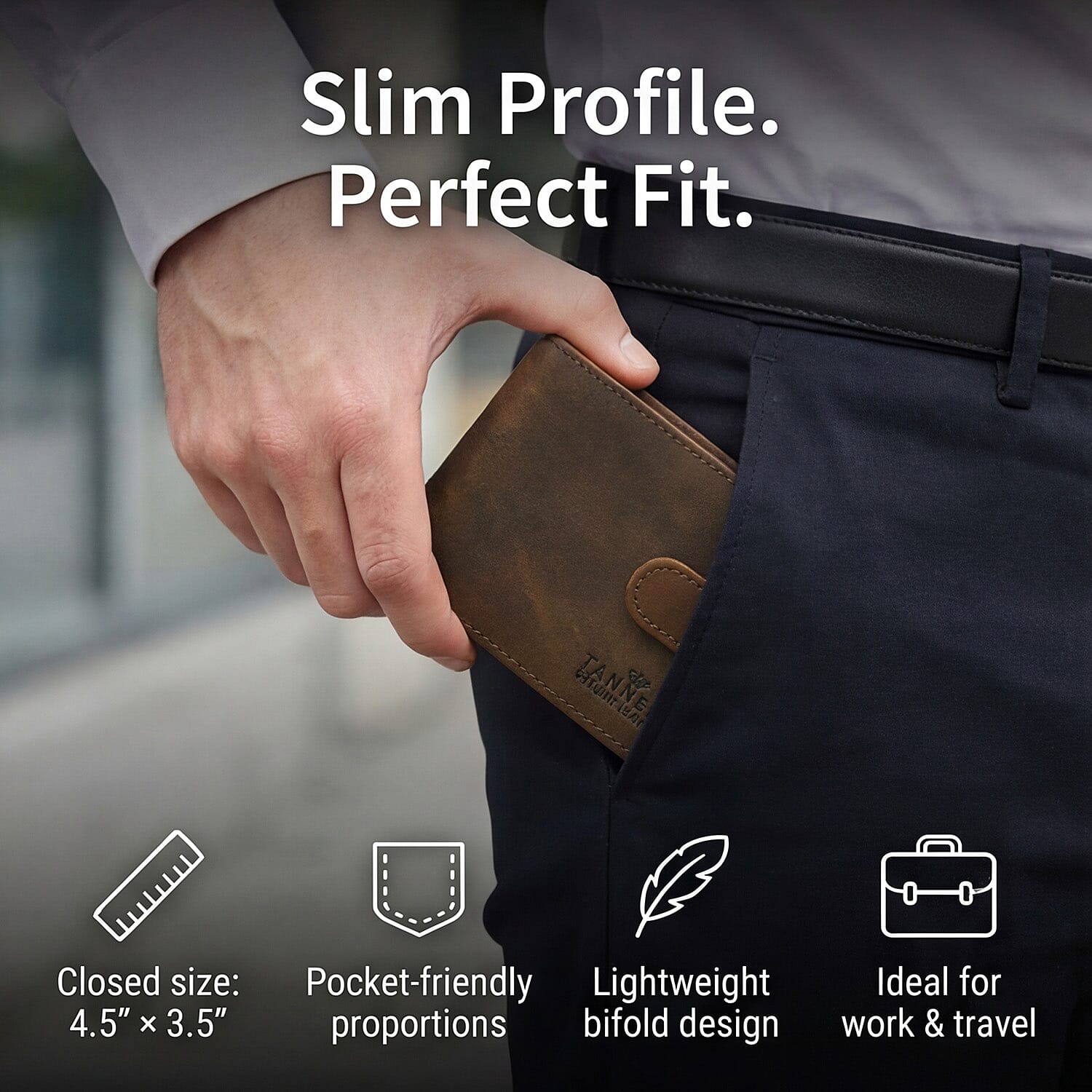 Tanners Genuine Hunter Leather Gentlemans Wallet - Chocolate