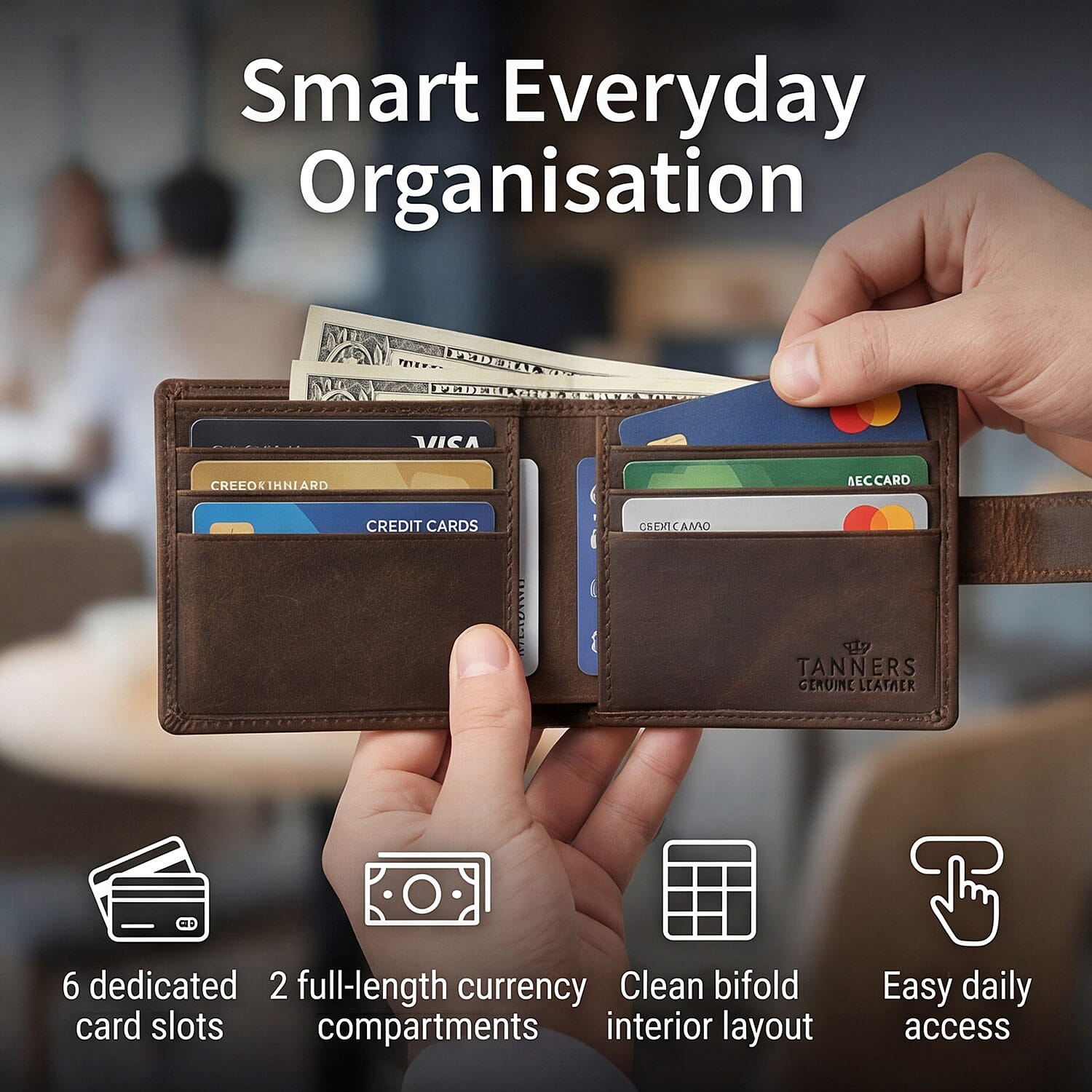 Tanners Genuine Hunter leather Gentlemans Wallet - Light Brown