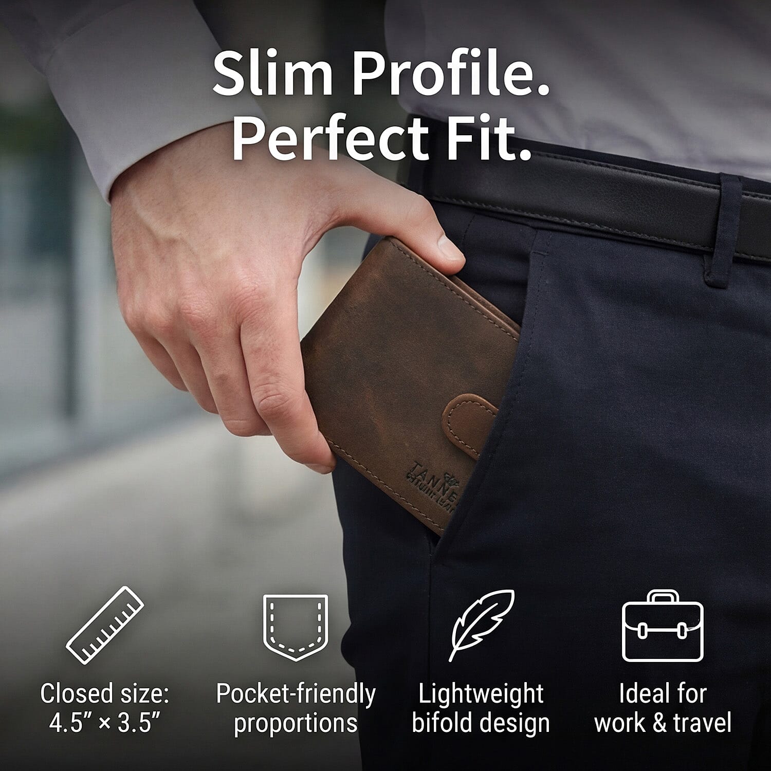 Tanners Genuine Hunter leather Gentlemans Wallet - Light Brown