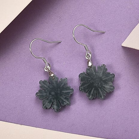 D'Joy Natural Jade Beads Earring in Rhodium OverlaySterling Silver  20.000  Ct.