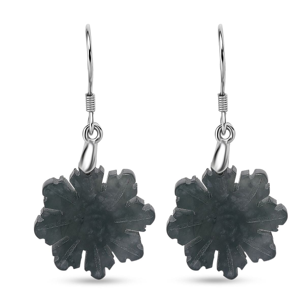 D'Joy Natural Jade Beads Earring in Rhodium OverlaySterling Silver  20.000  Ct.