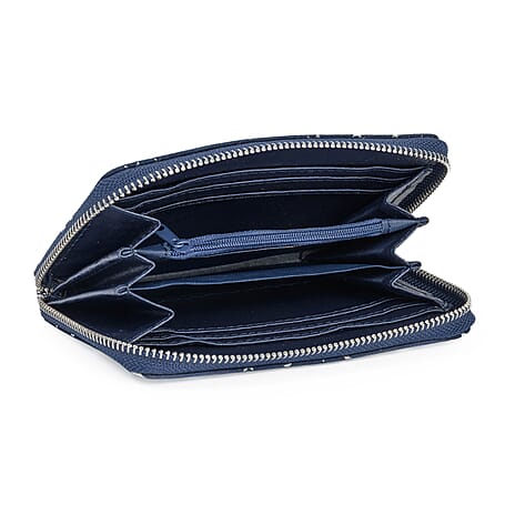 Coastal Gold Star Foil Print Zip-Around Wallet - Navy