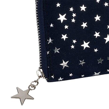 Coastal Gold Star Foil Print Zip-Around Wallet - Navy