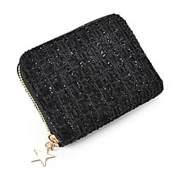 Gold Foil Leaf Print Zip-Around Wallet - Silver