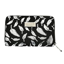 Gold Foil Leaf Print Zip-Around Wallet - Silver