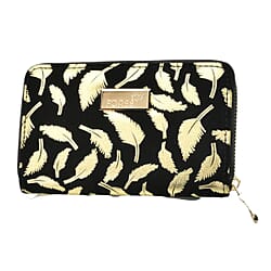 Sparkle Tweed Zip-Around Wallet - Dark Black