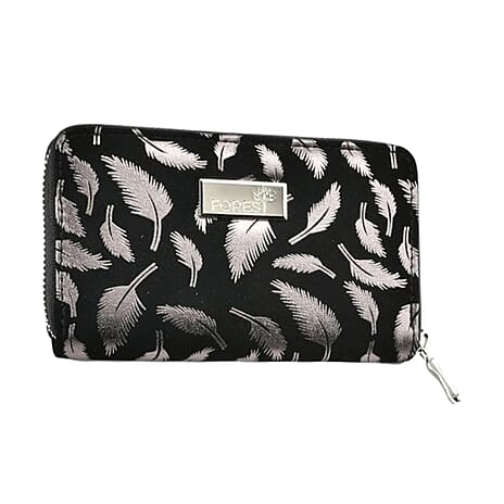 Gold Foil Leaf Print Zip-Around Wallet - Rose Gold