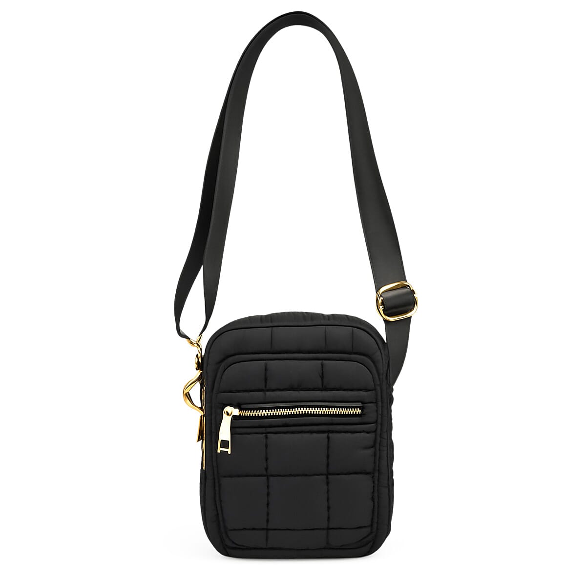 Quilted Puffer Mini Crossbody Bag - Black