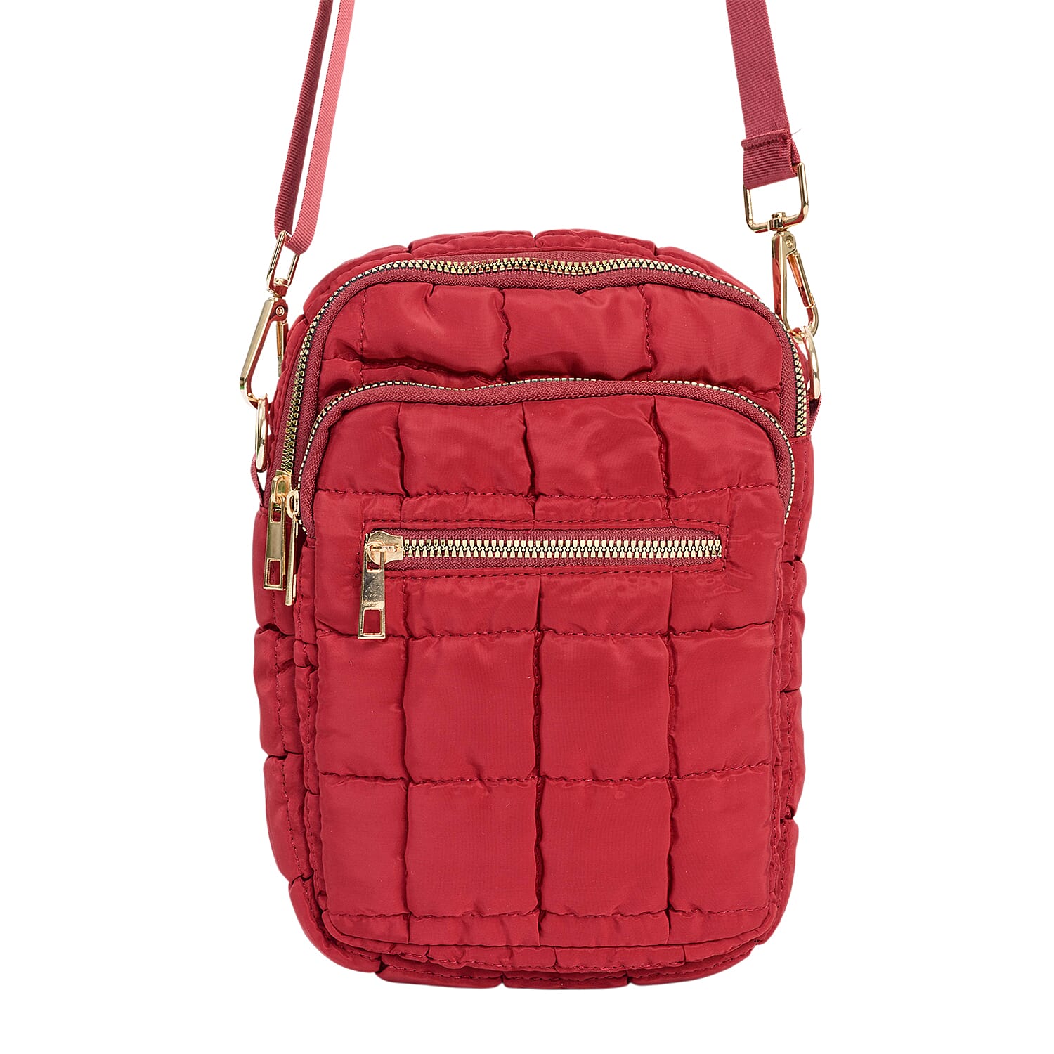 Quilted Puffer Mini Crossbody Bag - Burgundy