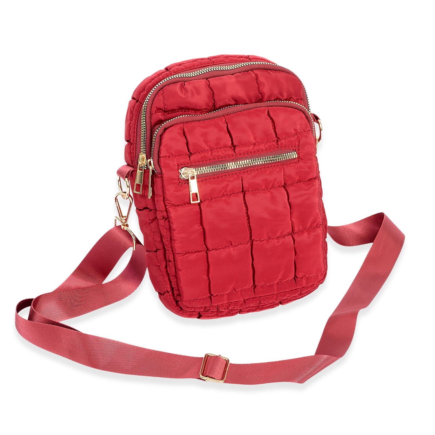 Quilted Puffer Mini Crossbody Bag - Burgundy