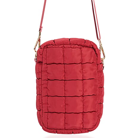 Quilted Puffer Mini Crossbody Bag - Burgundy
