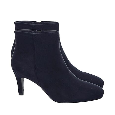 Ladies Kitten Heels Ankle Boots (Size 4) - Navy