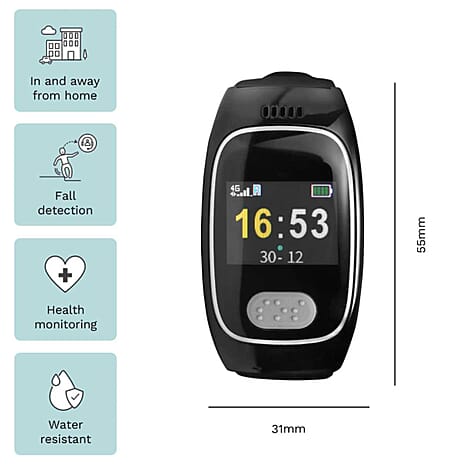 Careline365 Personal Alarm Smart Watch with Fall Detection, 24-7 UK Emergency Response, GPS - Health Tracking and fully water resistant