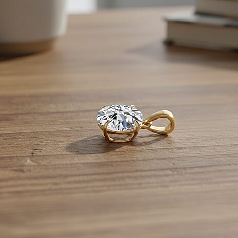 9K Yellow Gold SGL Certified Lab Grown Diamond (I1-GH) Solitaire Pendant 2.03 Ct.