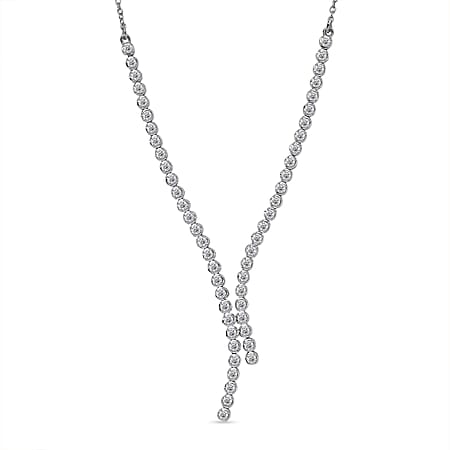 LUXURIANT 1.99 Ct. Lab Grown Diamond Line Necklace in Rhodium Sterling Silver