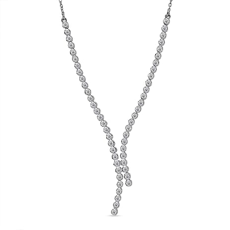 Luxuriant Lab Grown Diamond Line Necklace (Size - 20) in Rhodium OverlaySterling Silver, Silver Wt.8 Gms  1.998  Ct.
