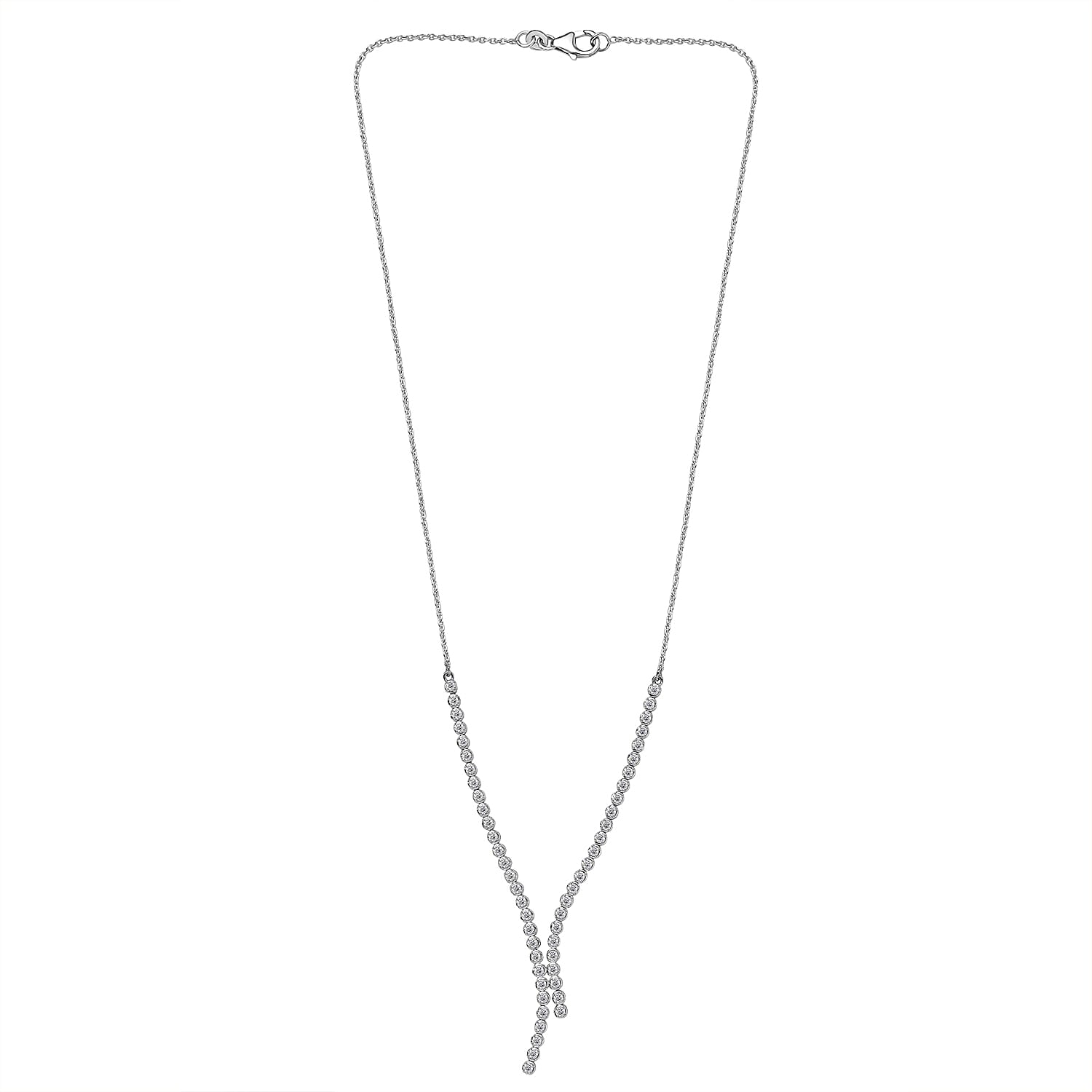 Luxuriant Lab Grown Diamond Line Necklace (Size - 20) in Rhodium OverlaySterling Silver, Silver Wt.8 Gms  1.998  Ct.