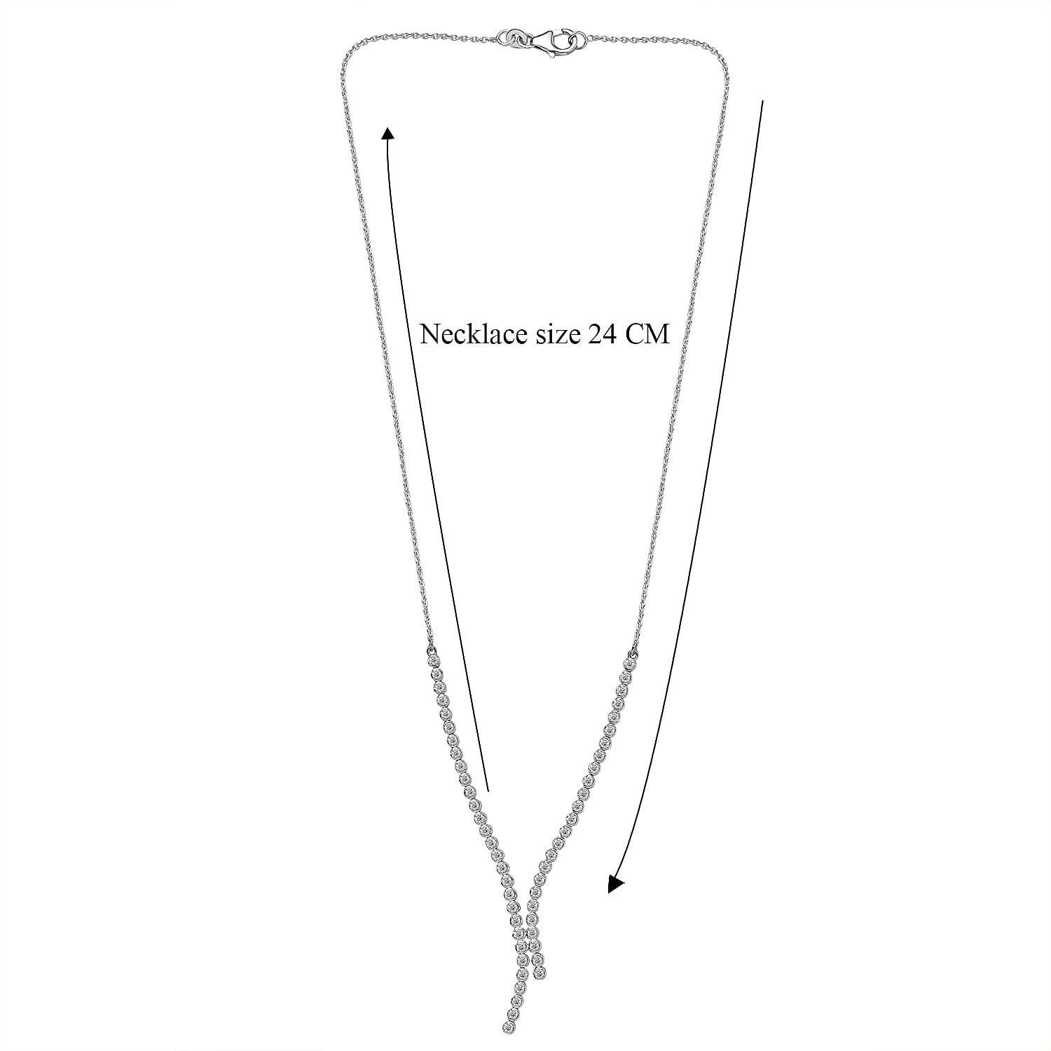 Luxuriant Lab Grown Diamond Line Necklace (Size - 20) in Rhodium OverlaySterling Silver, Silver Wt.8 Gms  1.998  Ct.