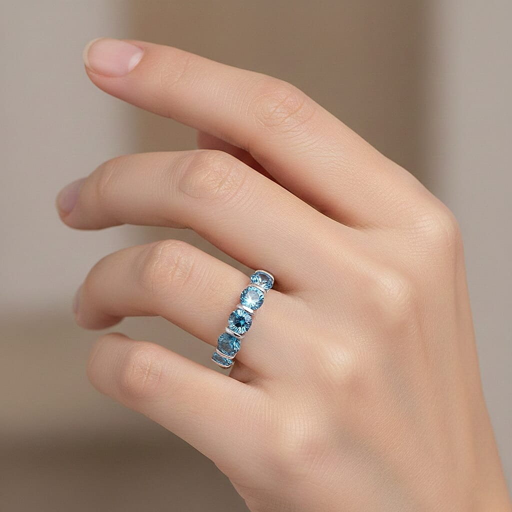 Luxuriant Lab Grown Blue Diamond Ring in Rhodium OverlaySterling Silver  2.000  Ct.