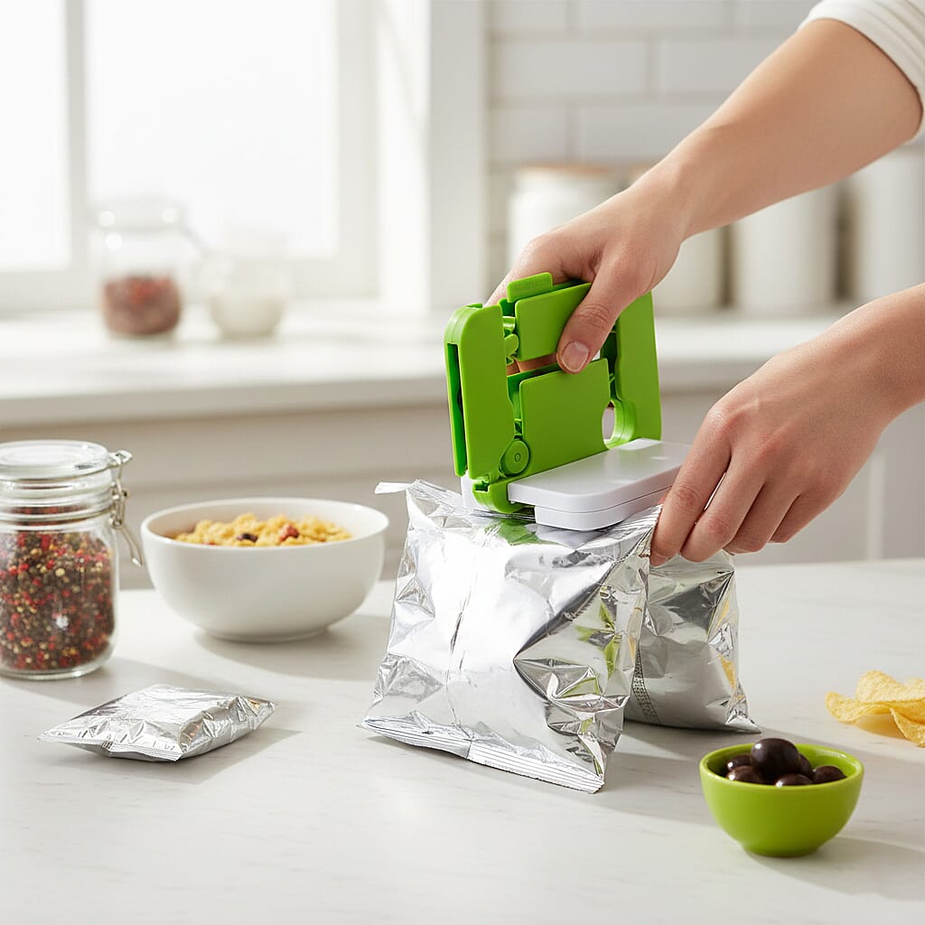 LIVMORE Bag Sealer - Keep Food Fresher - Seal Bags and Packets (20.5cm) - Green