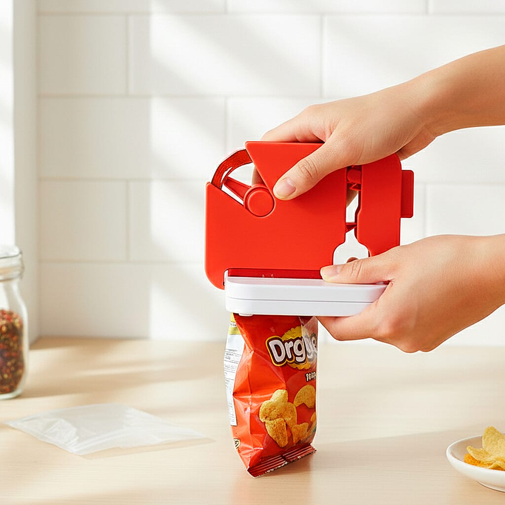 LIVMORE Bag Sealer - Keep Food Fresher - Seal Bags and Packets (20.5cm) Red