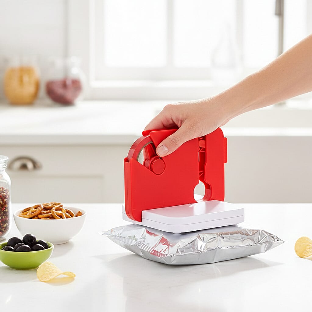 LIVMORE Bag Sealer - Keep Food Fresher - Seal Bags and Packets (20.5cm) Red