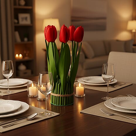 Red Tulip  Faux Flower Bundle - 22cm