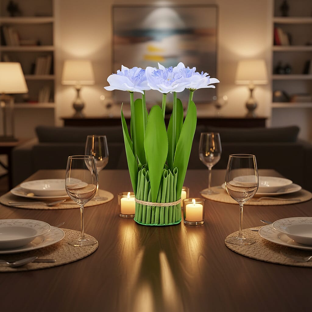 Daffodils  Faux Flower Bundle (22cm) - Light Blue