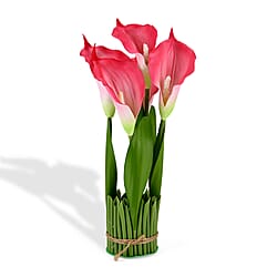 Calla Lilies  Faux Flower Bundle (30cm) - Pink & Green